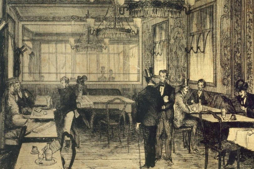 نقاشی از داخل کافه پروکوب پاریس