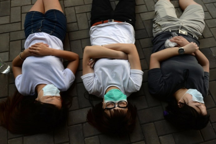 سکونت در کف خیابان در طی جنبش چتری هنگ کنگ